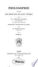 Philosophie suivant les principes de Saint Thomas