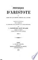 Physique d'Aristote ou leçons sur les principes généraux de la nature