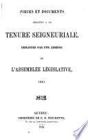 Pièces et documents relatifs à la tenure seigneuriale