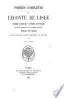 Poésie complètes de Leconte de Lisle Poèmes antiques