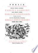 Poesie per le fauste Nozze d. N. Donn. Paolina Barbaro
