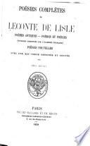 Poésies complètes de Leconte de Lisle