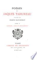 Poésies de Jaques Tahureau: Sonnets, odes et mignardises
