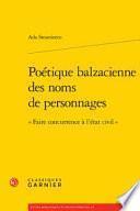 Poétique balzacienne des noms de personnages