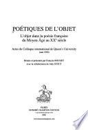 Poétiques de l'objet