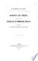 Positions des thèses soutenues par les élèves de la promotion