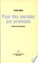 Pour des morales par provision
