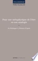 Pour une métaphysique de l'être en son analogie