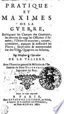 Pratique et maximes de la guerre