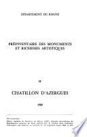 Pré-inventaire des monuments et richesses artistiques: Châtillon d'Azergues