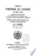 Précis d'histoire de l'Europe de 1610 à 1789