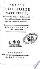 Précis d'histoire naturelle, par m. l'abbè Sauri, docteur en medecine ... Premiere partie tome premier-[seconde partie tome 5.!