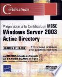 Préparation à la certification MCSE Windows server 2003 active directory