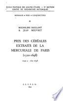 Prix des céréales extraits de la mercuriale de Paris, 1520-1698