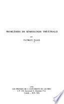 Problèmes de sémiologie théâtrale