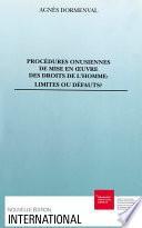 Procédures onusiennes de mise en œuvre des droits de l’homme