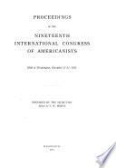 Proceedings of the Nineteenth International Congress of Americanists