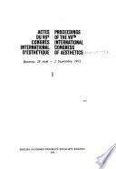 Proceedings of the VIIth International Congress of Aesthetics