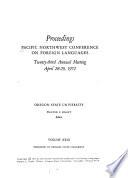 Proceedings - Pacific Northwest Conference on Foreign Languages