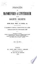 Procès de manoeuvres a l'intérieur et de société secrète