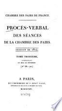 Procès-verbal des séances de la Chambre des Pairs