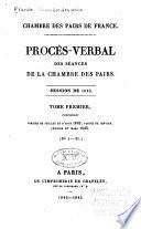 Procès-verbal des séances de la Chambre des pairs