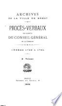 Procès-verbaux des séances du Conseil général de la commune