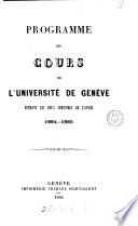 Programme des cours de l'année académique ...