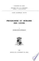 Programme des cours