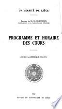 Programme des cours