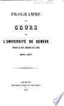 Programme des cours