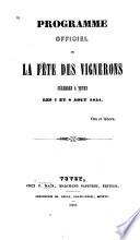 Programme officiel de la fête des vignerons célébrée à Vevey les 7 et 8 août 1851