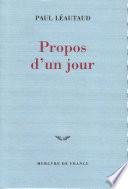 Propos d'un jour