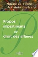 Propos impertinents de droit des affaires