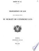 Proposition de loi pour le règlement définitif du budget de l'exercice 1839