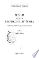 Proust dans la recherche littéraire