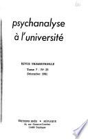 Psychanalyse a l'Universite