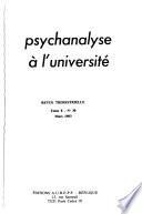 Psychanalyse a l'Universite