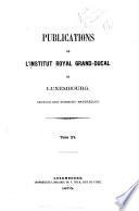 Publications de l'Institut royal grand-ducal de Luxembourg