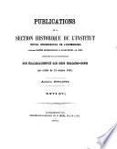 Publications de la Section Historique de l'Institut Royal Grand-Ducal de Luxembourg