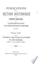 Publications de la Section historique de l'Institute G.-D. de Luxembourg