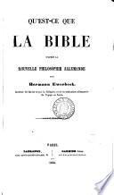 Qu'est-ce que la Bible d'après la nouvelle philosophie allemande