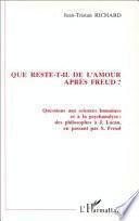 Que reste-t-il de l'amour après Freud?