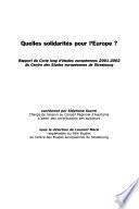 Quelles solidarités pour l'Europe