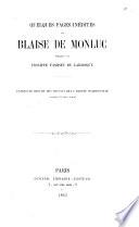 Quelques pages inédites de Blaise de Monluc