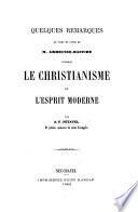 Quelques remarques au sujet du livre de M. Arbousse-Bastide intitulé, Le Christianisme et l'Esprit moderne