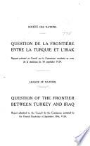 Question de la frontière entre la Turquie et l'Irak