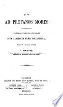 Quid ad profanos mores