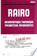 RAIRO, Revue Française D'automatique, D'informatique Et de Recherche Opérationnelle