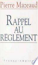 Rappel au règlement